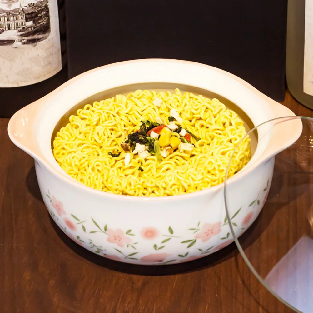 

1Set Ceramic Soup Bowl Thick Wear Resistant Microwave Safe Ramen Noodle Bowl Reusable Compact Food Container for Home Restaurant