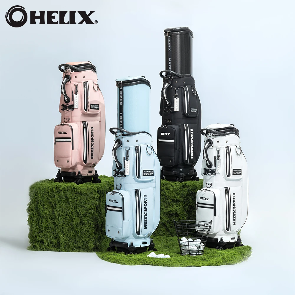 HELIX Golf Bag with 4 Rolling Wheels and Retractable Top Cover for Airline Travel also Daily Use