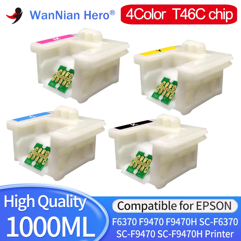 4pcs 1set T46C2 T46C3 T46C4 T46C T46C8 Ink Cartridge chip For Epson F6370 F9470 F9470H Printer chip SC-F6370 SC-F9470 4Color