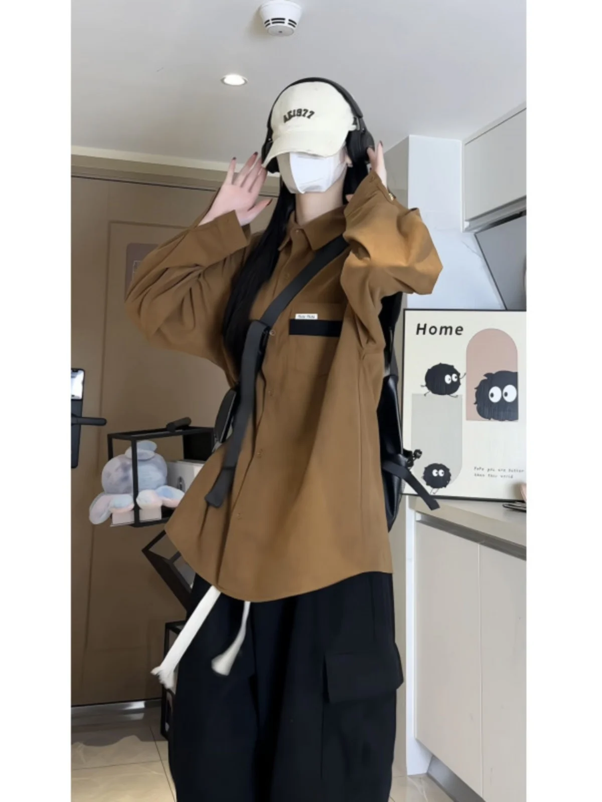 

Мужская удлиненная куртка Cé Brown с защитой от солнца, в американском ретро-стиле, дышащая, свободного кроя, молодежная, осенняя верхняя одежда