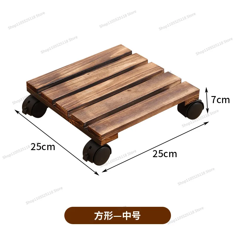 For Solid Wood Thickened, Movable Flower Stand, Bonsai Flower Pot Tray, Roller Base Frame