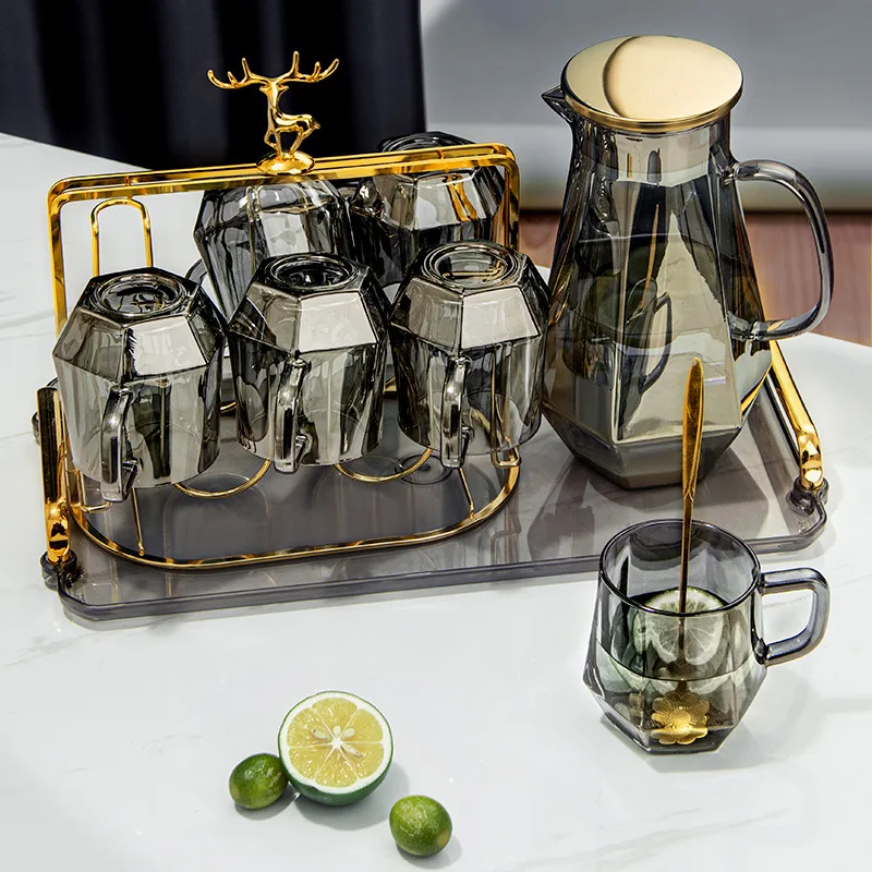 

1.8L Diamond Texture Glass Teapot Hot Cold Water Water Jug Coffee Pot Home Water Carafe Heat-resistant Teapot