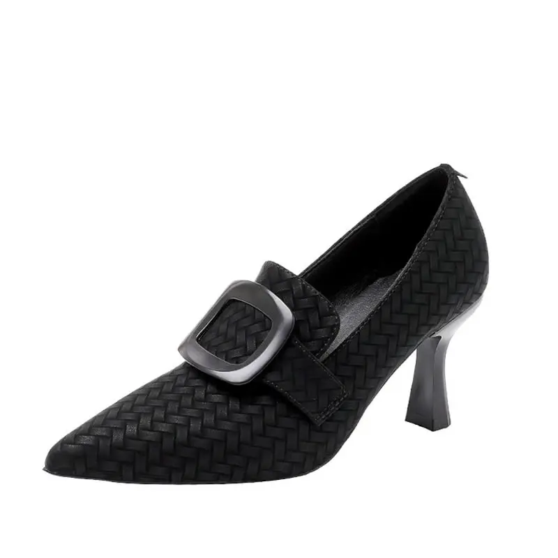 المرأة موضة جديدة أشار تو أحذية عالية الكعب فتاة سوداء حذاء كاجوال مزاجه خمر أحذية فستان الحفلات السيدات مضخات #4