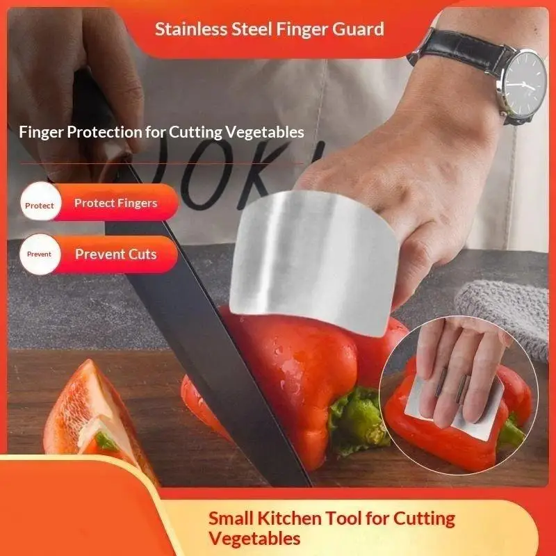 Finger Protector Stainless Steel Kitchen, Knife Cutting Cooking Finger Guard Safe, Durable Chop Shield Cut Gadget for Home Chef