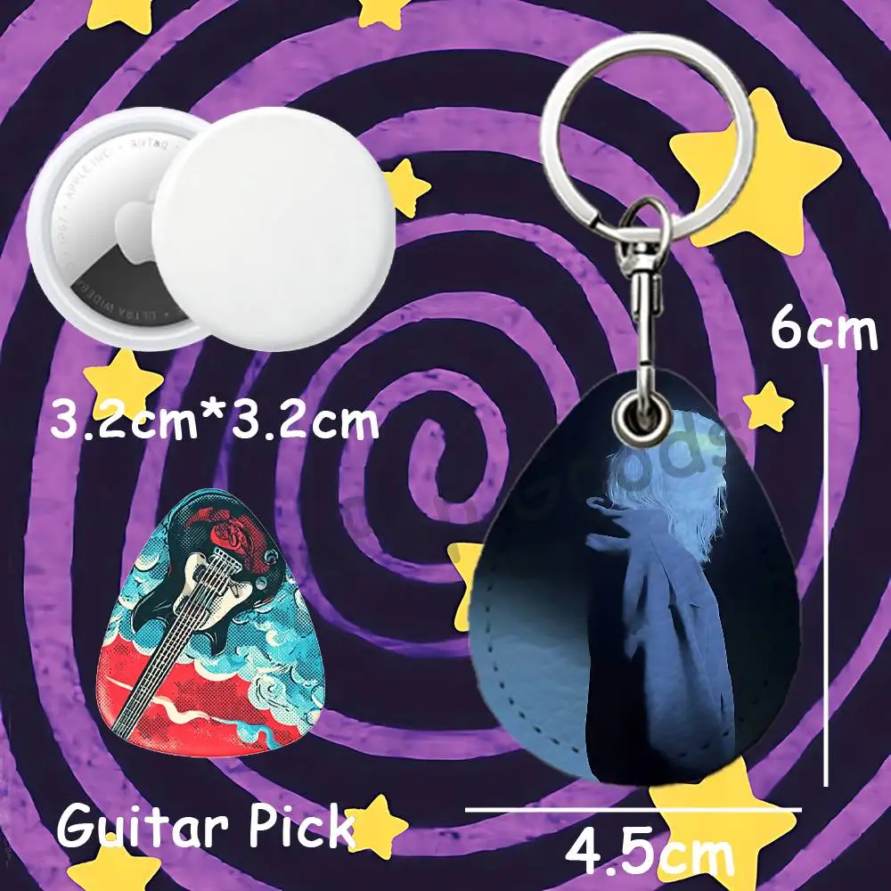 P-Phoebe B-Bridgers Lost Weekend Teardrop Key Fob Leather Case Guitar Pick Holder For A-AirTag Keychain Accessories