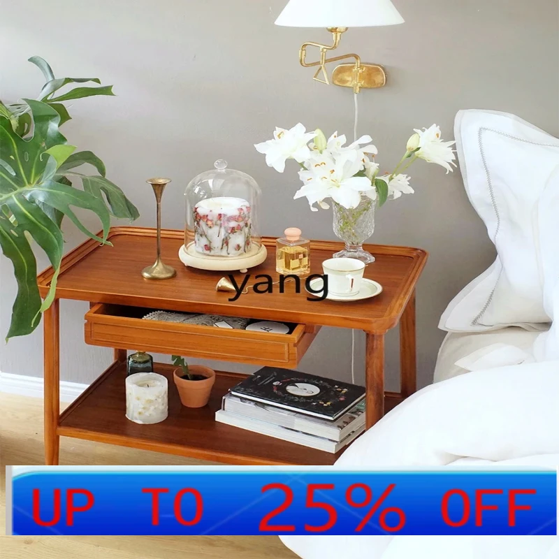 LHH teak brass wheel trolley, removable coffee table side table retro dining car