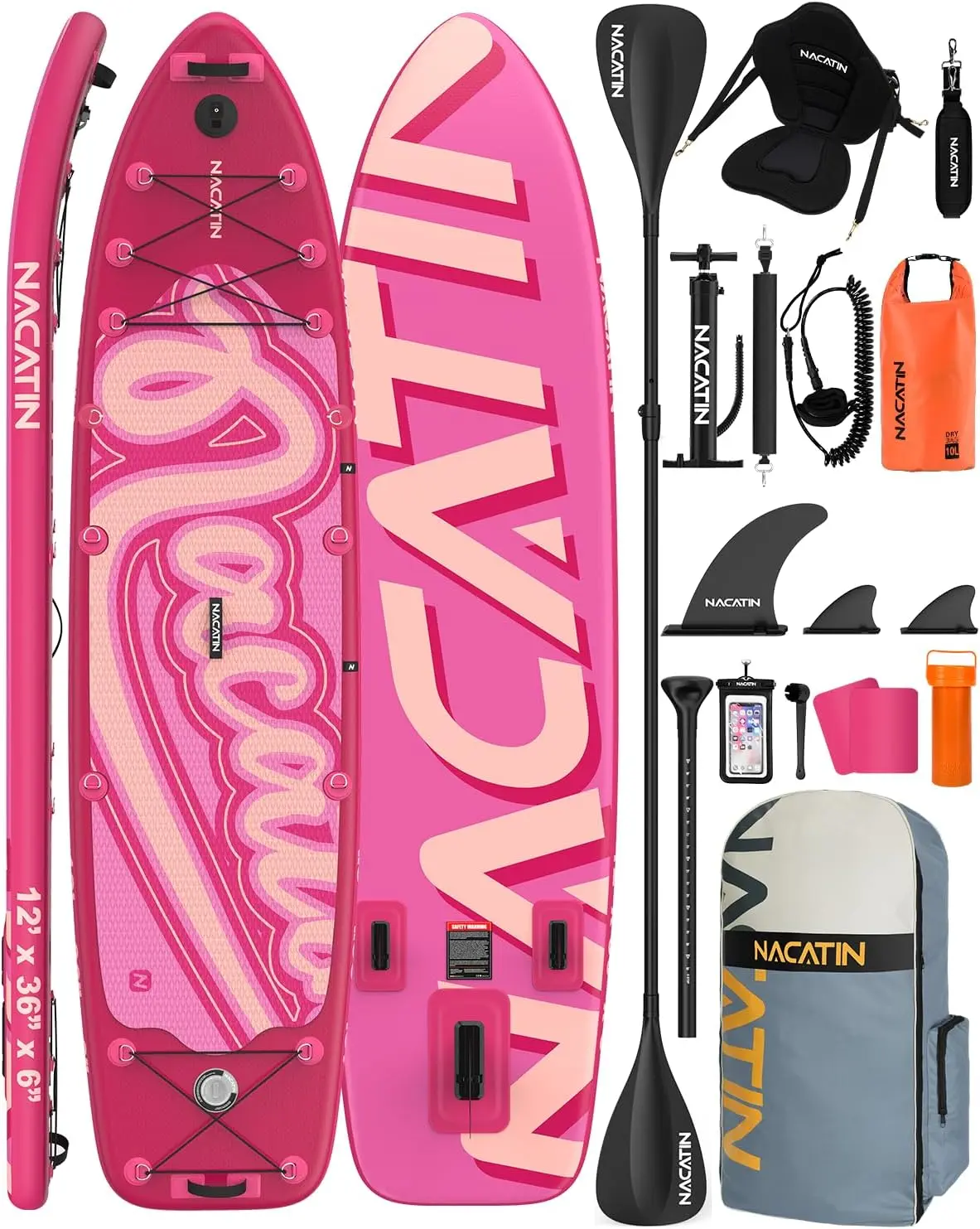 12' Extra Large Inflatable Stand Up Paddle Board with Seat, Wide 36
