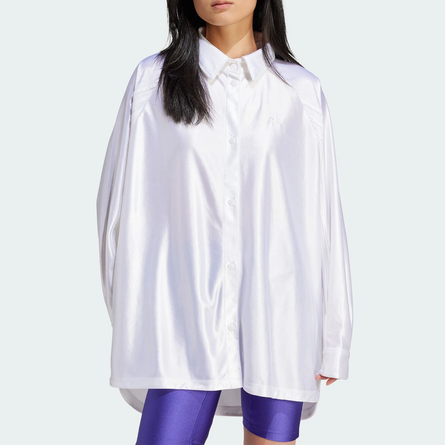 Adidas genuine clover women's shiny satin long sleeved shirt IS4591