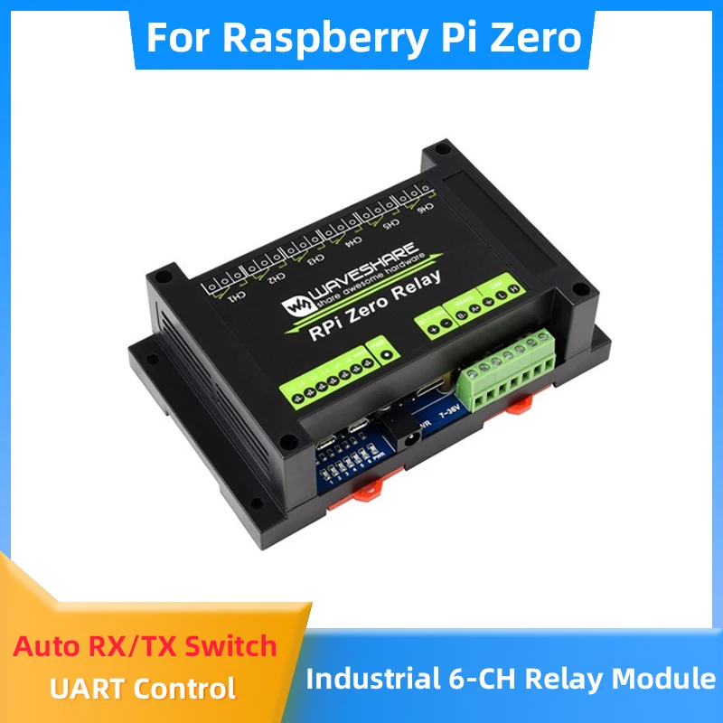 Raspberry Pi Zero Industrial 6-ch Relay Module RS485/CAN Half-Duplex Communication UART Control Auto RX/TX Switch For Pi Zero 2