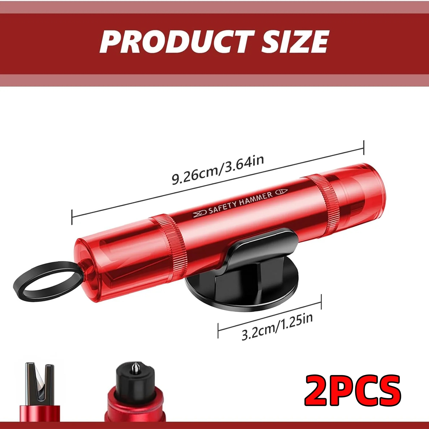 2 Safe Pro X Car Emergency Hammer, 2 in 1 Car Window Breaker Car Escape Tool, Window Breaker & Escape Safety Hammer for Vehicles view 2