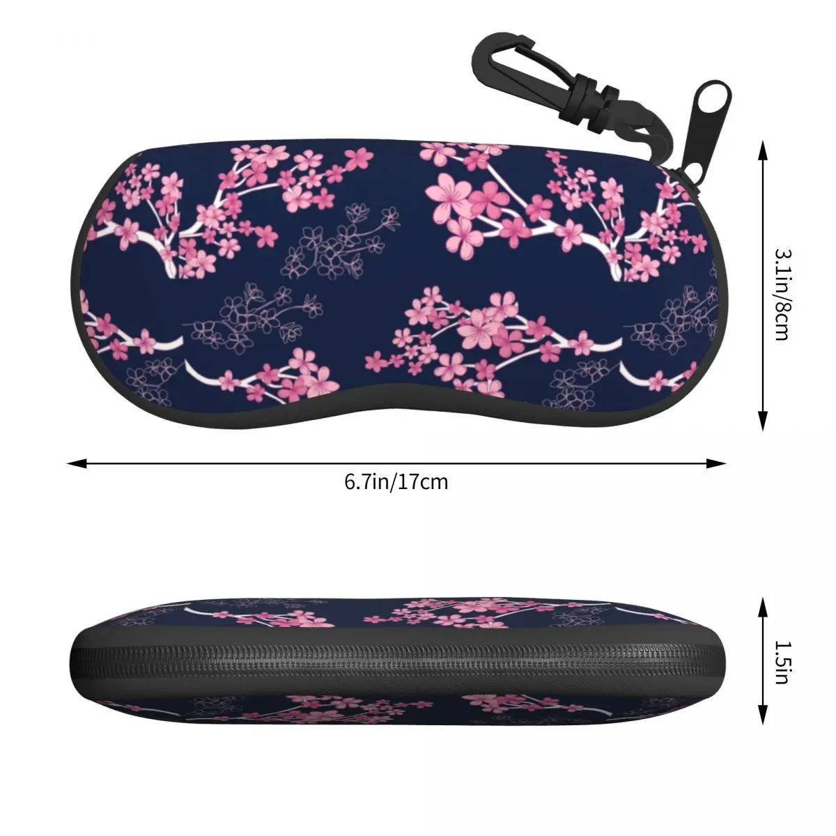 Midnight Cherry Blossoms Shell Eyeglasses Case Women Men Fashion Japan Sakura Flowers Glasses Case Sunglasses Box Pouch