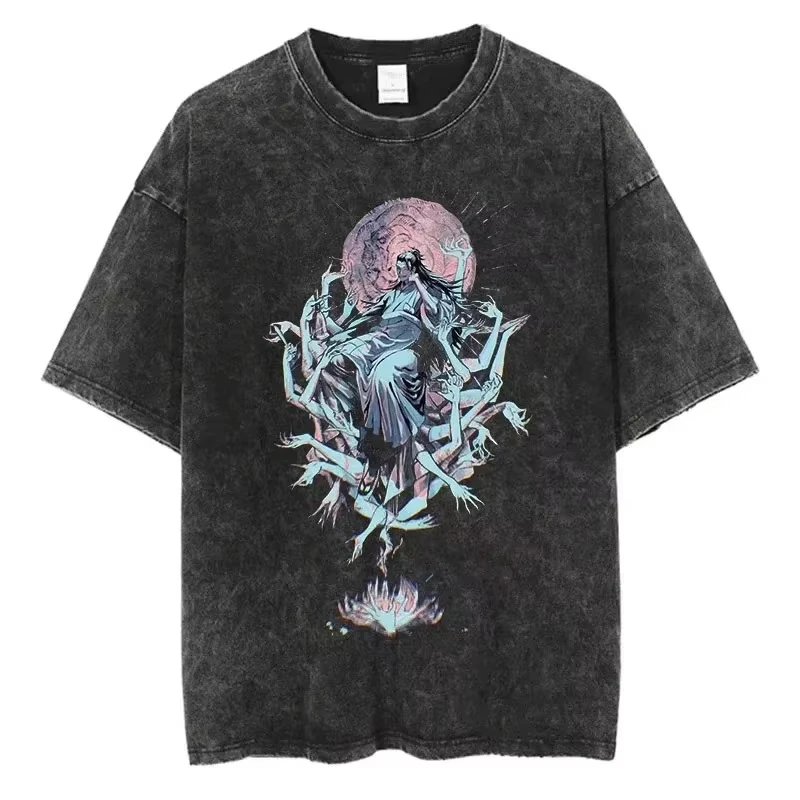 

Jujutsu Kaisen Anime Geto Suguru Washed T-shirt Summer Pure Cotton Men's and Women's Harajuku Loose Casual Short Sleeved Top