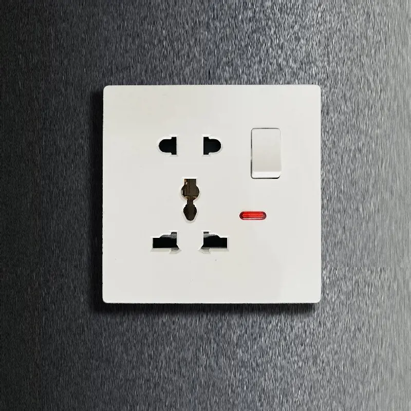 

International General Household Socket One-opening Multifunctional Five-hole Socket Steel Frame Project Wall Switch Socket