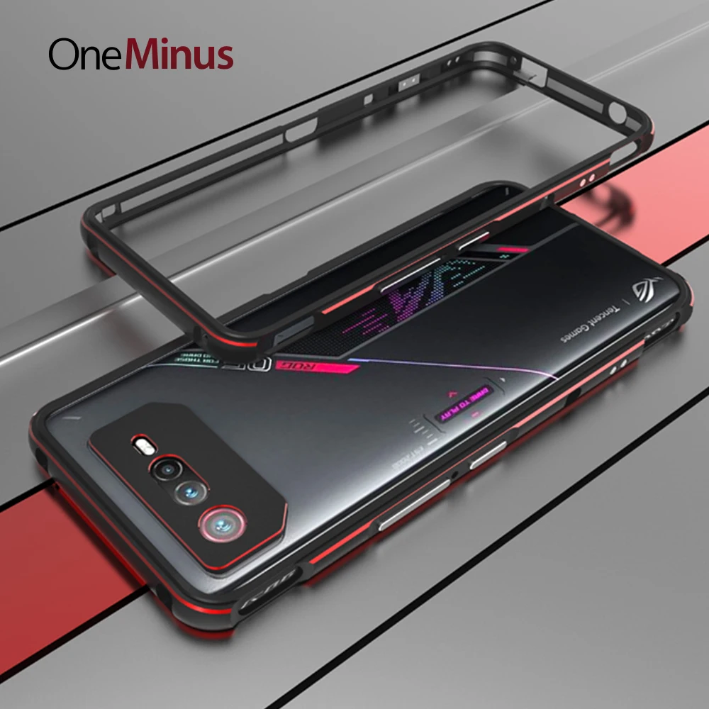 

For Asus ROG Phone 6 Pro Case 7 5 5s Aluminum Metal Bumper Frame Slim Cover Skin Protective Phone Funda + Carmera Lens Protector