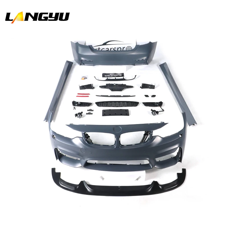 Langyu Car Accessories PP Plastic Bodykit Front Rear Bumper Assembly For bmws 4 Series F32  Upgrade M4 Body Kit