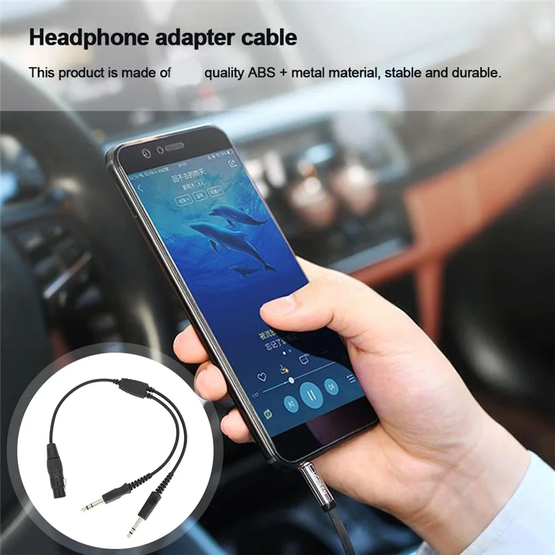 Neu-Headset-Anschlusskabel XLR auf GA Dual Plug 5-poliger Luftfahrt-Flugzeug-Kopfhörer Schwarz