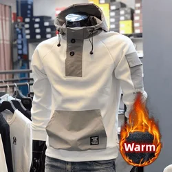 Casaco frio à prova de vento masculino, top manga comprida, roupa casual solta, roupa quente grossa, moda, primavera, outono, inverno