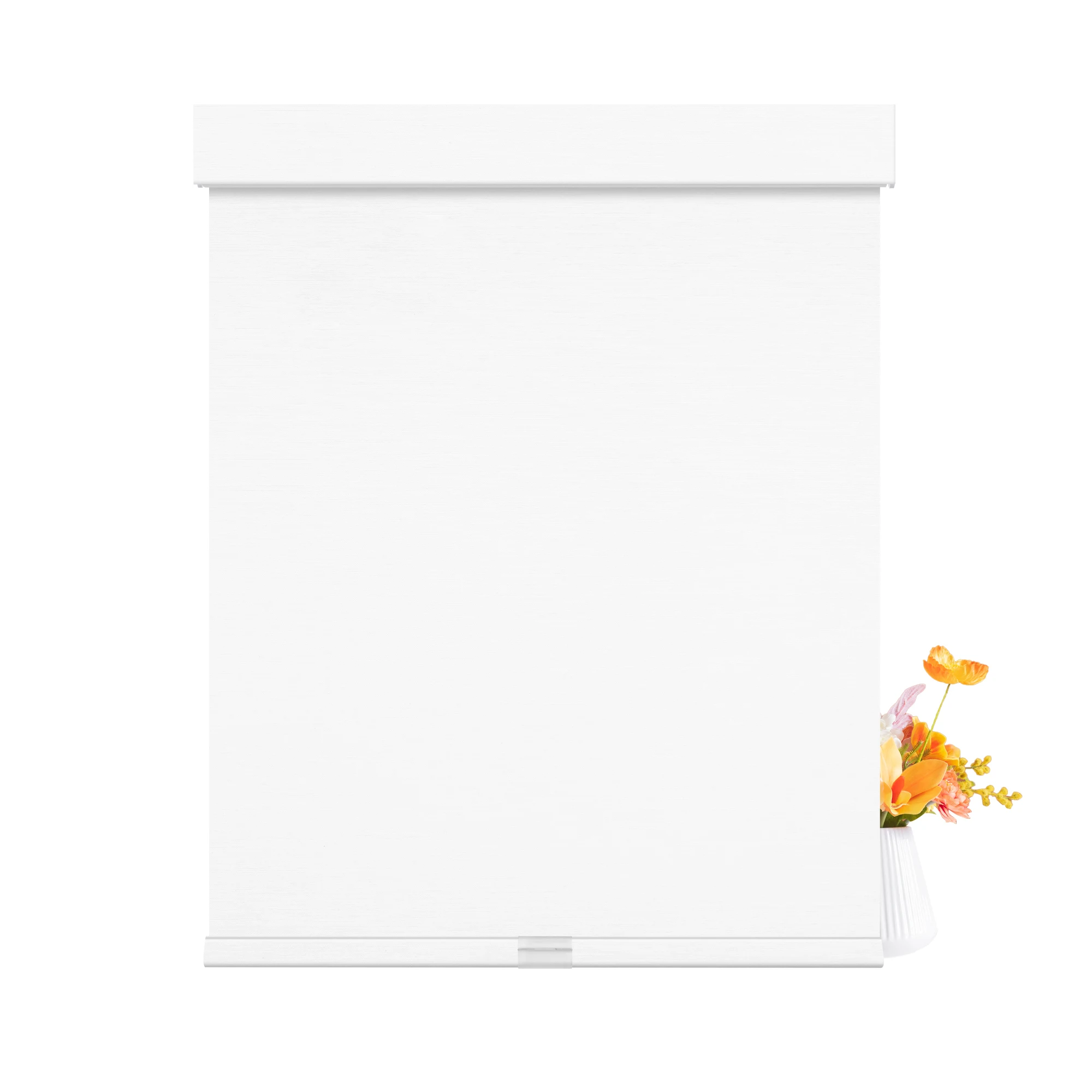 No Drill Blackout Roller Shades White Cordless Design Roller Blinds, Thermal Insulated Fabric UV Protection For Windows Curtains view 6