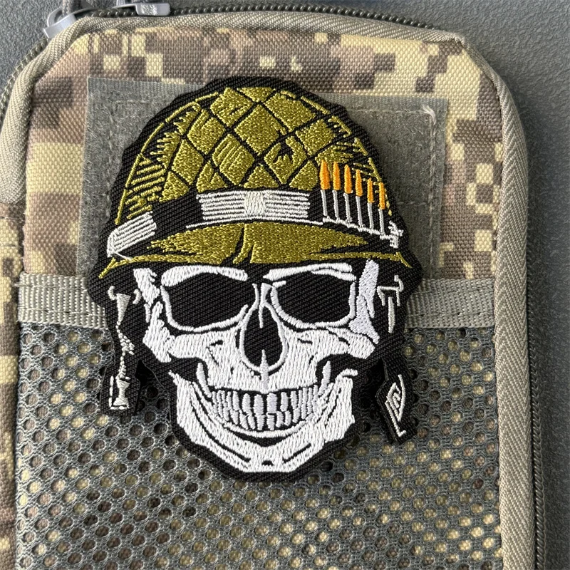 Parche táctico calavera soldado con gancho y bucle, insignia moral - imagen 4