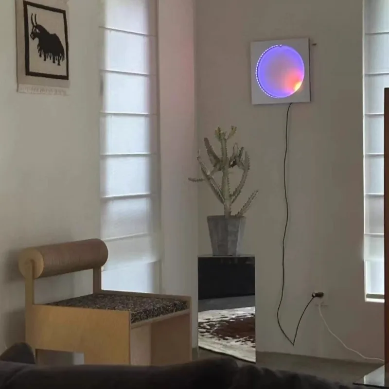 Postmodern Square Aluminium Sunset Wall Lights Home Art Atmospheric Lighting Fixtures Ambient LED Sconces Coffee Shop Restaurant