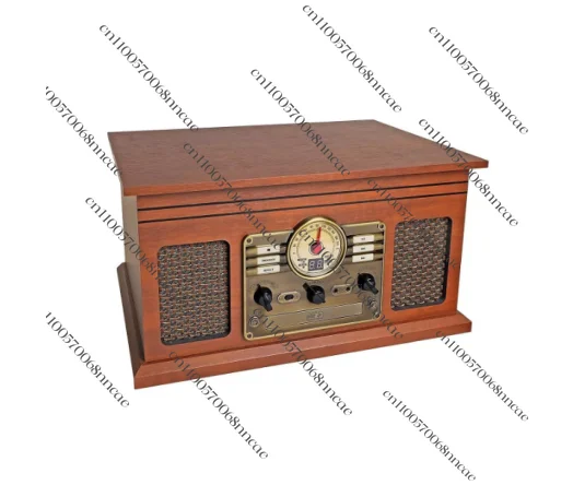 

Nostalgic 6-in-1 BT Record Player Multimedia Center with Built-in Speakers 3-Speed Turntable CD and Cassette Player FM Radio