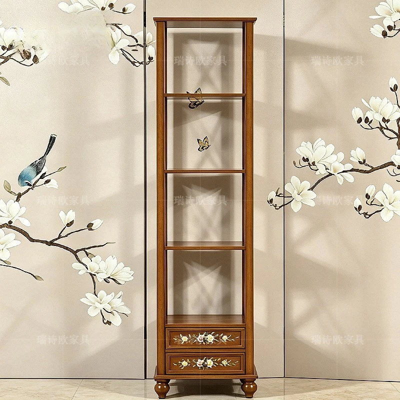 American painted drawer bogu frame wood color retro hand painted floor shelf study tea room ornament display locker