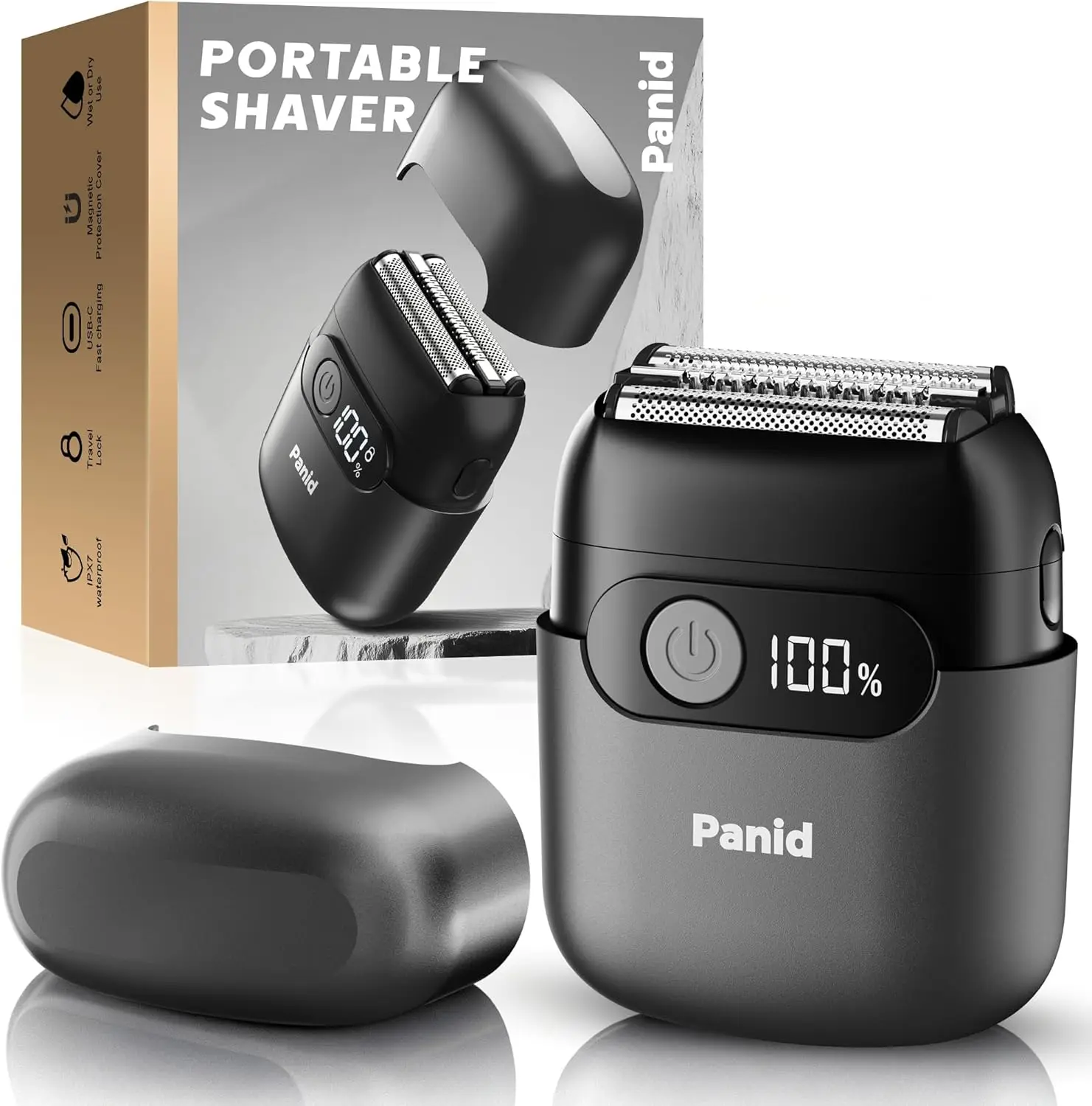 

Electric Foil Shaver with 3 Floating Blades, LED Display, USB-C Fast Charging, Portable for Men's Beard and Face
