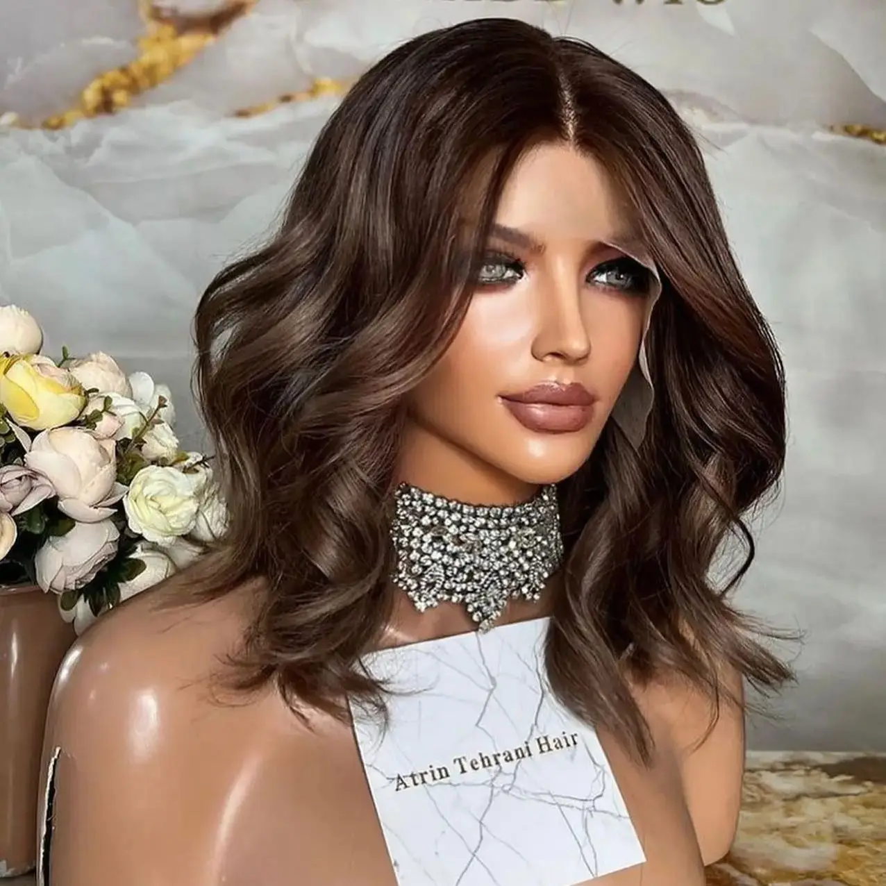 

Dark Chocolate Brown Wig For Women Cosplay Synthetic Lace Front Wig Short Body Wave Wigs Easy To Wear Blend Human Hair FUTURA