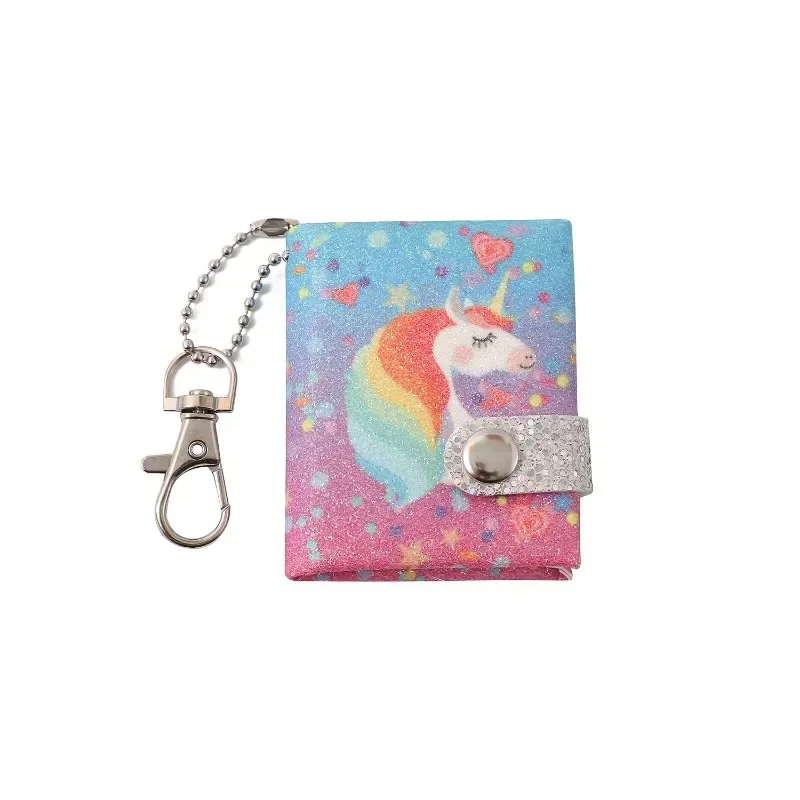 Small Book Notebook Keychain Creative Hanging Random Pattern Keychain with Notepad Pocket Kawaii Mini Notebook Student Class