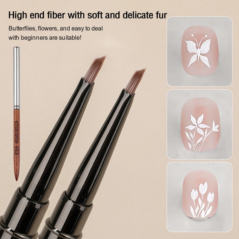 1pcs Nail Art Brush Gradient Dizzy Dye Pen Wood Handle Angle Nail Painting Dotting Tools Sandalwood Triangle Pen Painting Pen