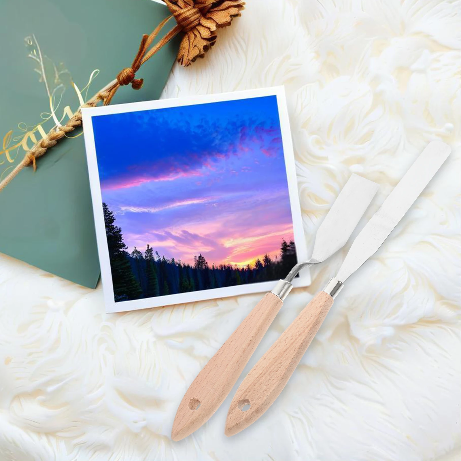 

4PCS Stainless Steel Wood Scrapers Spatulas for Pigment Mixing Tools Durable Art Supplies Paint Knife Palette Tool