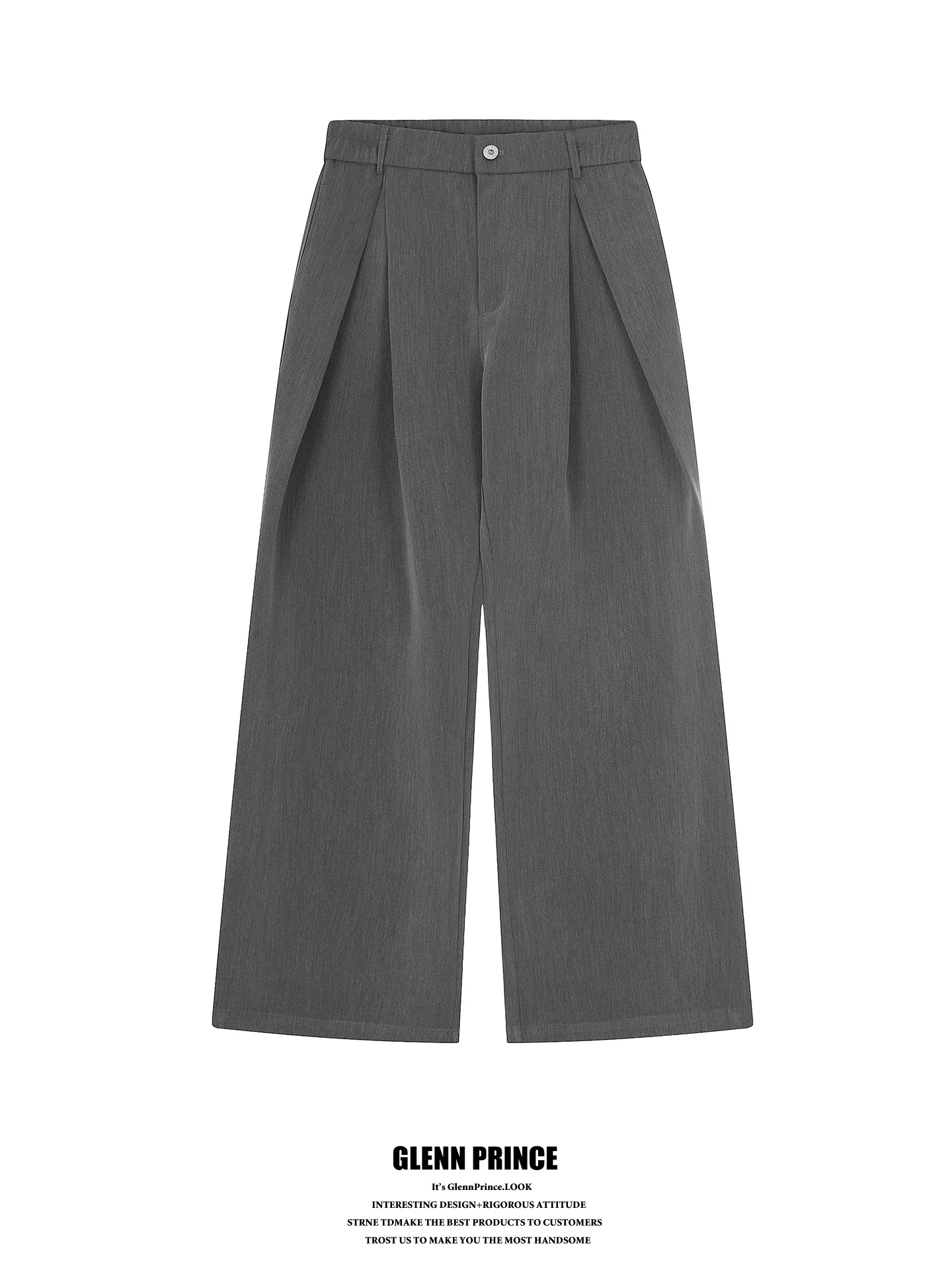 

Casual Wide Leg Men's Pants Korean Style Pure Color 3D Pleat Design Business Casual Trousers Polyester Blend Summer Wear