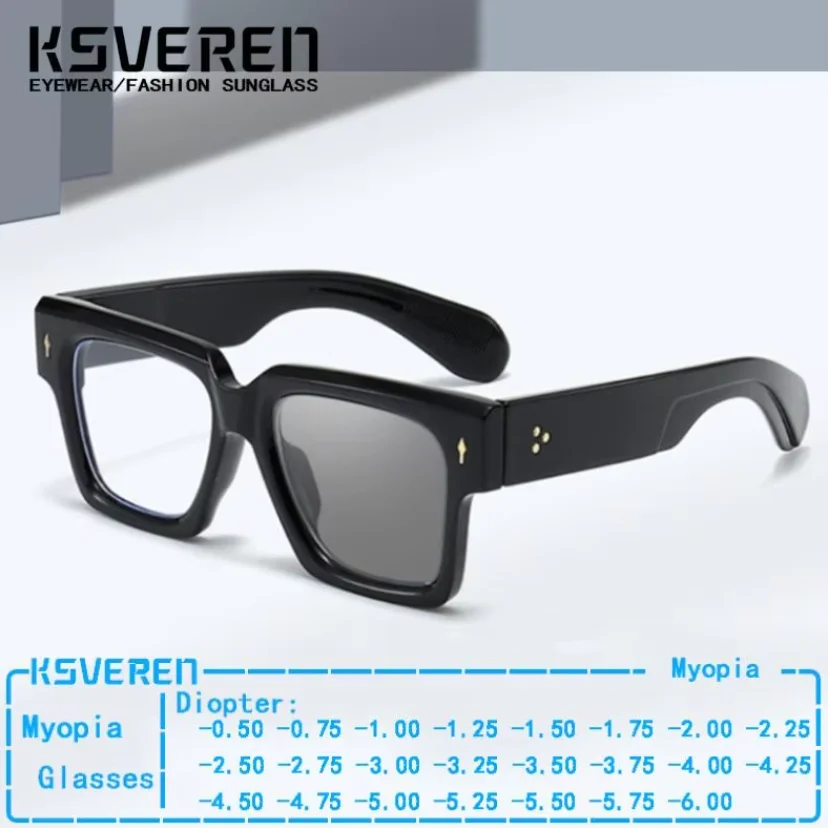 

Square Large Frames Photochromic Myopia Glasses Men Women Clear Lens Prescription Optical Eyeglasses Outdoor Driving Sunglasses