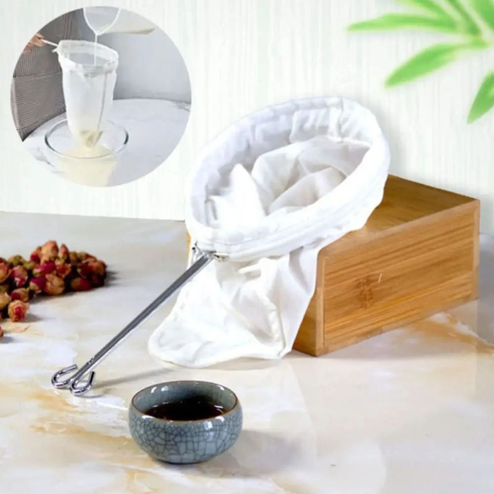 

Kitchen Supplies Coffee Milk Tea Filter Mesh Reusable with Handle Steel Ring Filter Bag Multi-function Mesh Cotton