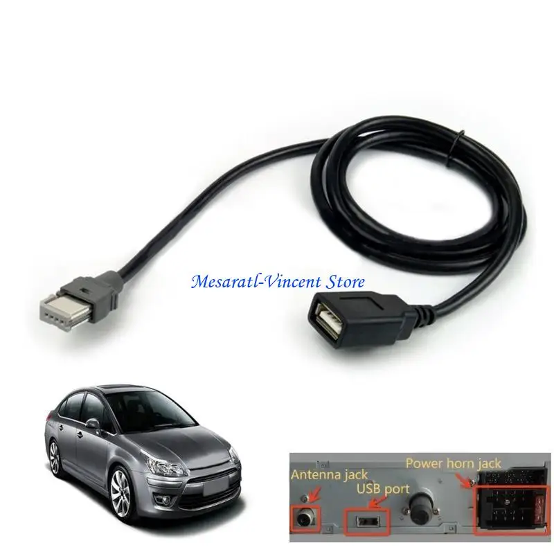 A70F Universal 4 Pin USB Cable Adapter Suitable for 307 408 C5 C Quatre B50 RD9 Car Music Navigation Entertainment System