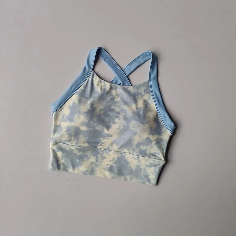 Damen-Sport-BH mit Druckmuster, Kreuzgurt-Sport-BH, Push-Up-Yoga-Gym-Crop-Top, Fitness-Tube-Top, atmungsaktiver Beauty-Back-BH – Detail 7