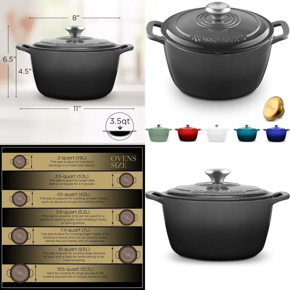 

Голландская духовка с антипригарным покрытием и герметичной крышкой для жарки, выпечки, блюдцев, хлеба — 3,5 кварты, устрично-серый, идеальная кастрюля для приготовления пищи