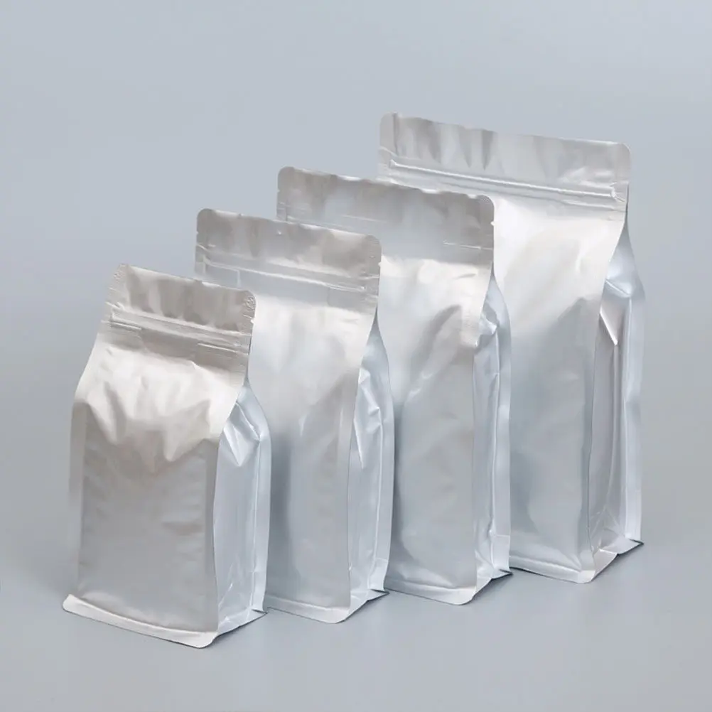 Stand Up Self Seal Aluminum Foil Bags 20 Pack 24 x 14 x 6 cm Silver Snack Pouches for Tea Coffee Beans Nuts