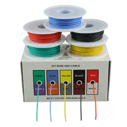5 Rolls 16-30AWG Flexible PVC Coated Tinned Copper Stranded Wire Spool for Electronics Electrical Wire - 5 Color Options