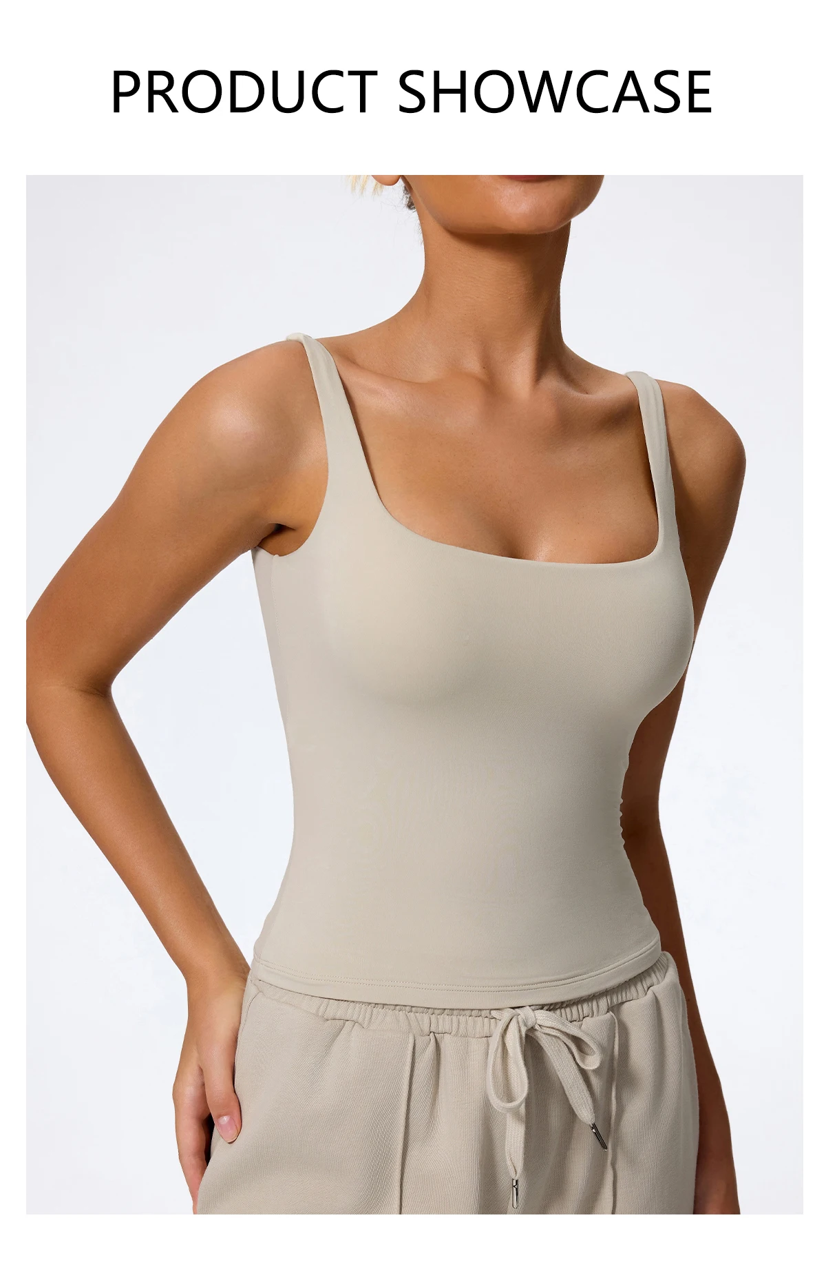 Hearuisavy Sommer Damen Workout Tanktop Gym Enganliegendes Unterhemd Atmungsaktiv Schnelltrocknend Ärmelloses Yoga-Oberteil Lauf-Sportweste – Detail 5