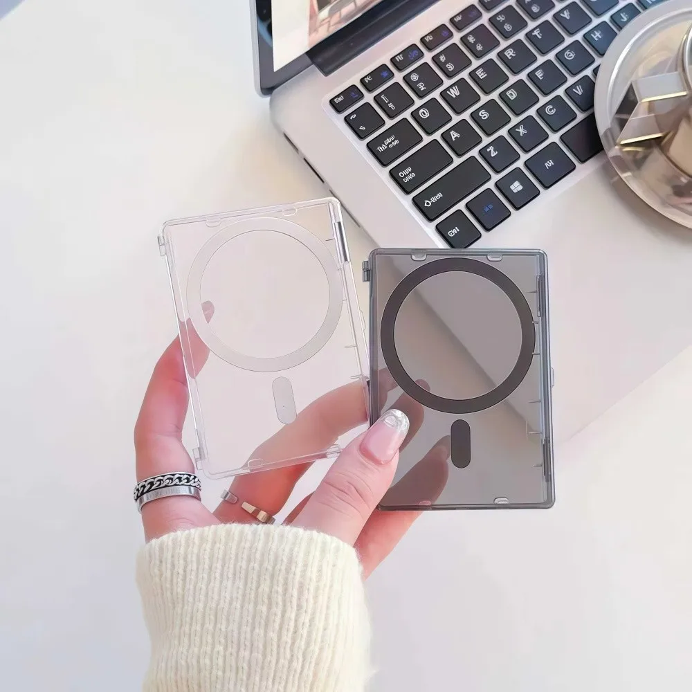 Transparent For MagSafe Card Sleeve Ultra-thin Phone Stand Function Magnetic Stand Card Holder Side Push for Apple /iPhone