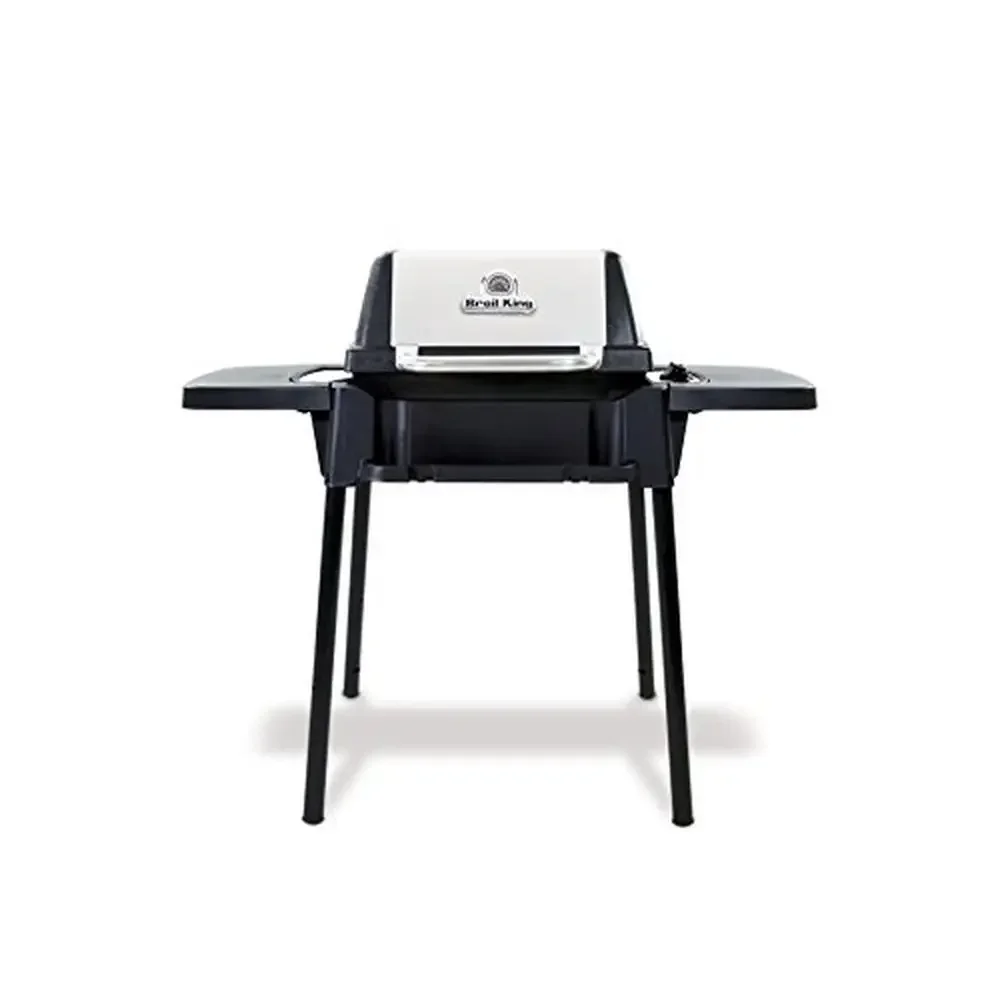 

Portable Propane Gas Grill Tabletop 1-Burner BBQ 14,000 BTUs Easy Storage 220 sq. in. Cooking Area Cast Iron Grids Flav-R-Wave