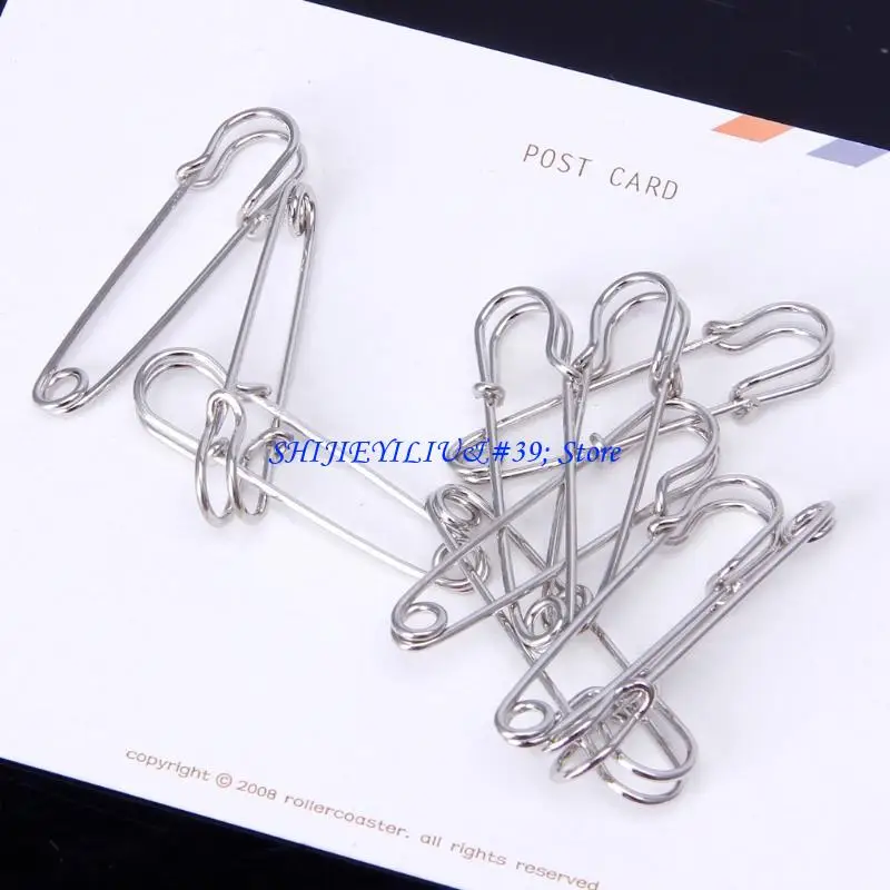 E21F Heavy Duty 10 Pieces/Set Safety Pins Silver Tone for Sharp Safety Pin DIY Sewing Tool Apparel Accessories for Cloth