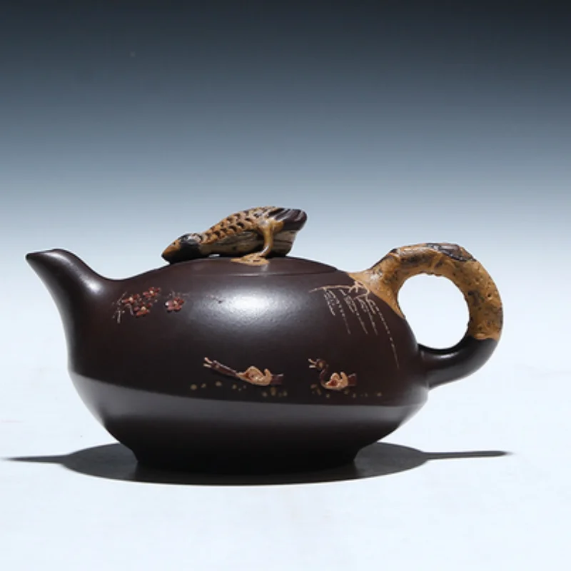 Chinese Yixing Zisha Clay Handmade Lotus Animal Golden Toad Lucky Teapot Tea pot
