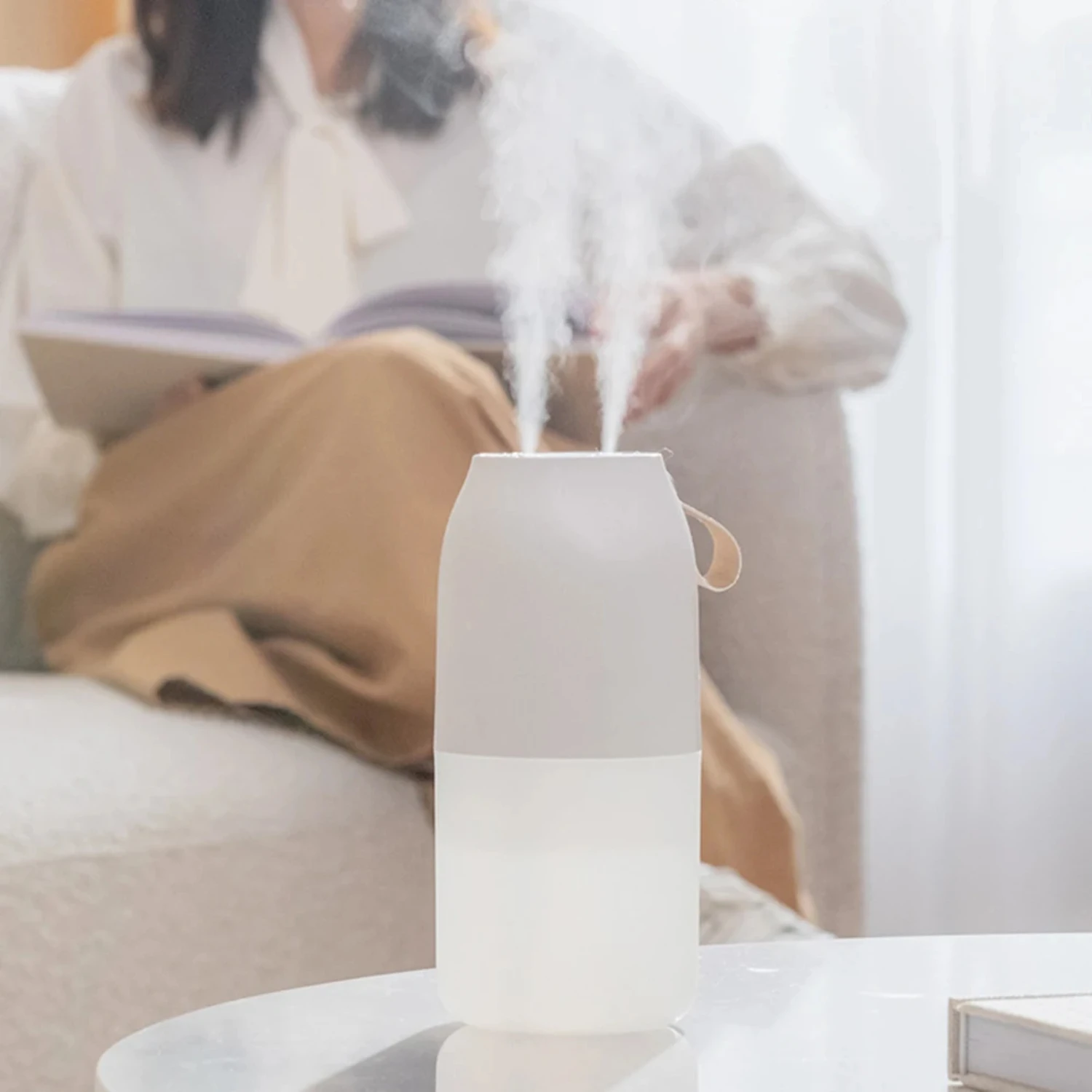 Fresh White, Rechargeable Wireless Double Nozzle Essential Oil Diffuser with 2000mAh Battery - Powerful Mist Maker Humidifier fo