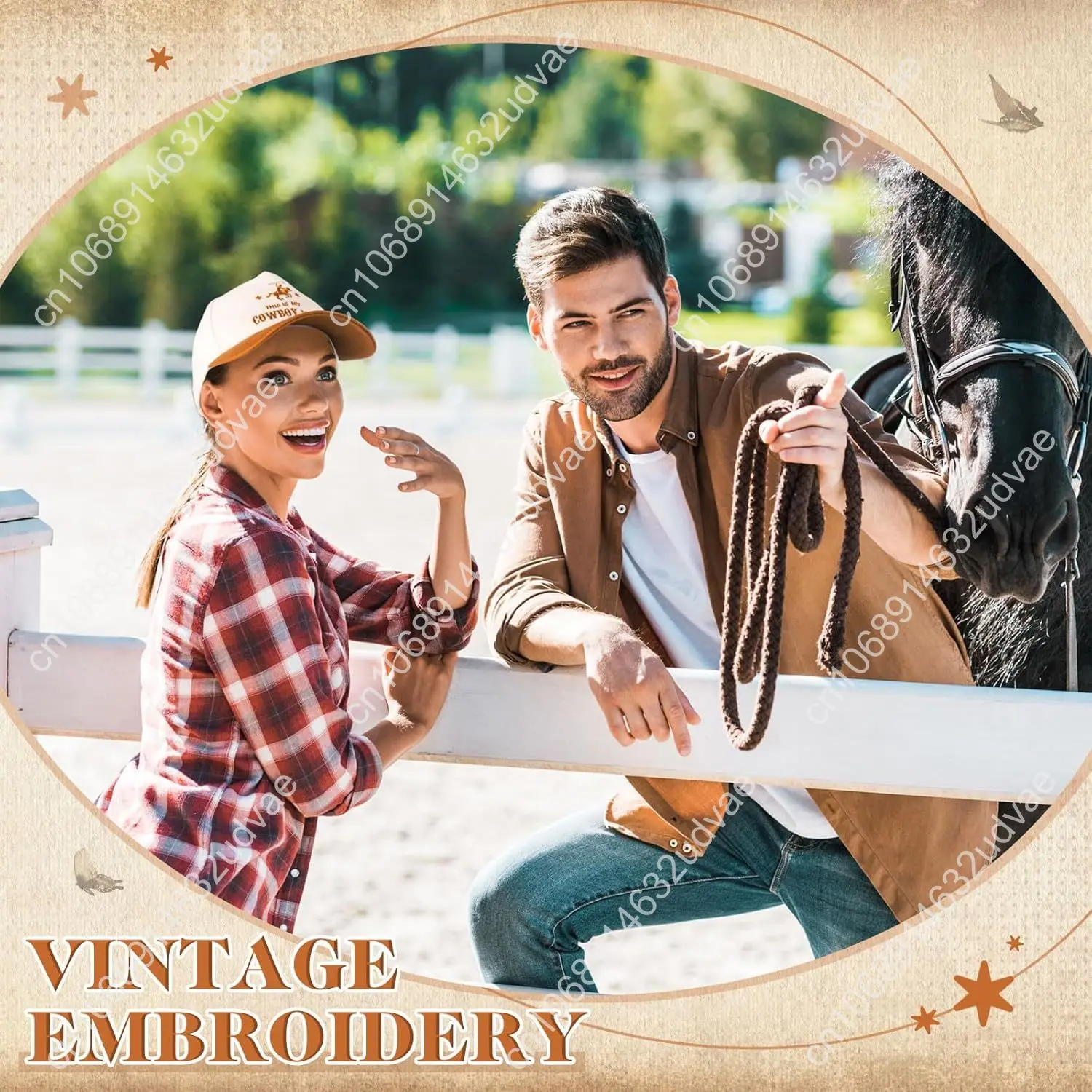 JaGely Chapéu de caminhoneiro vintage fofo chapéu de caminhoneiro ocidental país retrô bordado boné de cowboy ajustável para mulheres homens presentes