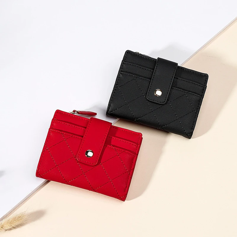 Cartera corta con cremallera y hebilla Simple para mujer, monedero versátil de moda, embrague de gran capacidad, tarjetero multicolor de Color sólido