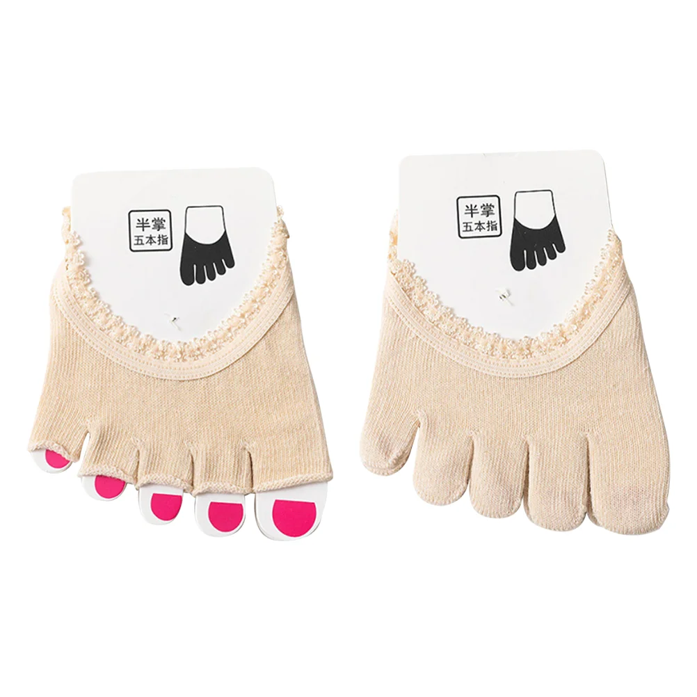 

2 Pairs Toe Socks Half Palm Forefoot Women Five-toe Full Finger Anti-wear Shallow Mouth Sole Pads Invisible Topper Lace