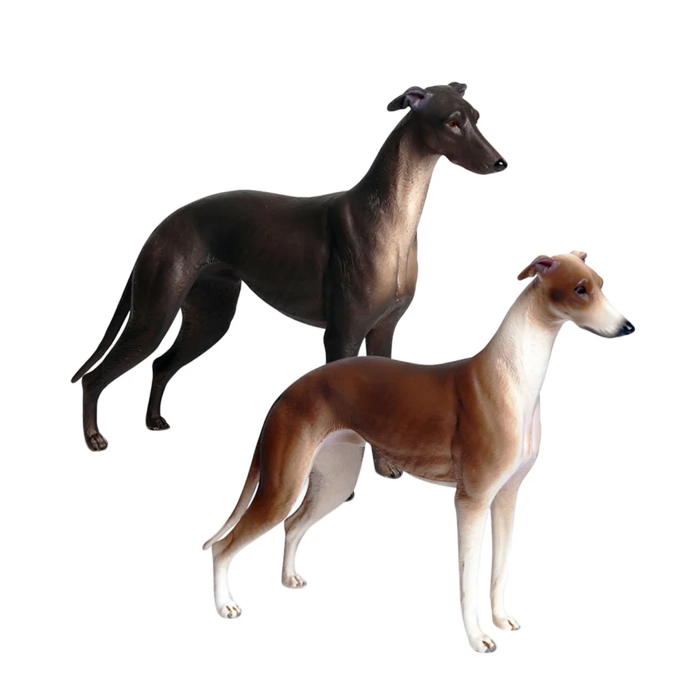 2 PCS Sculptures and Figures Animal Toy Fake Dog Toys Artificial Simulated Greyhound Child