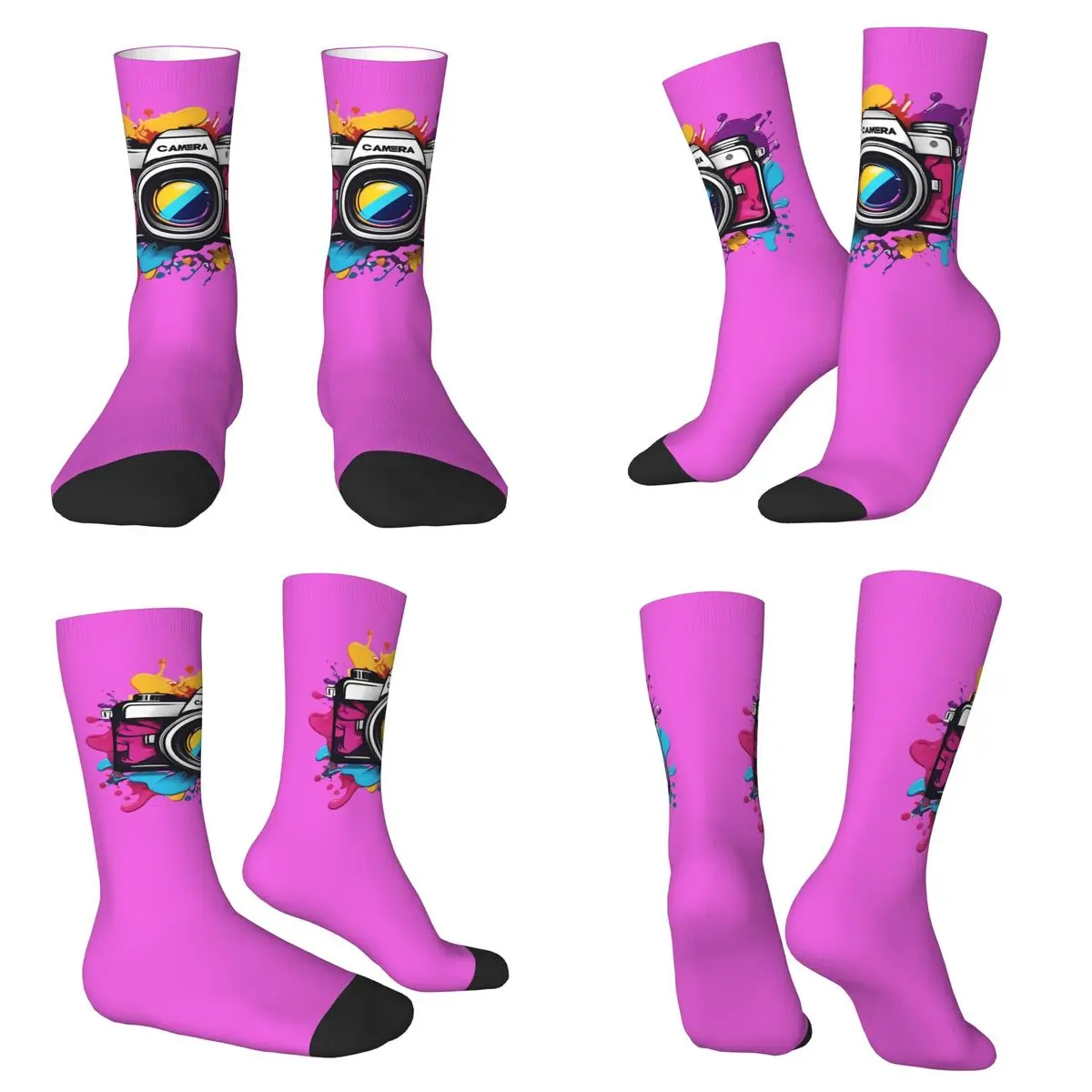 

Носки с камерой в стиле поп-граффити в стиле ретро, чулки высокого качества в стиле Харадзюку, всесезонные длинные носки для мужчин и женщин, подарок на день рождения